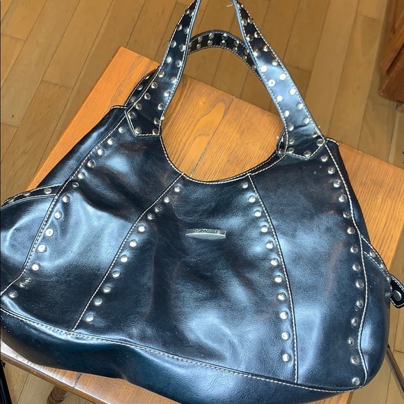 La Philippe Faux Leather Black satchel handbag - Picture 2 of 8